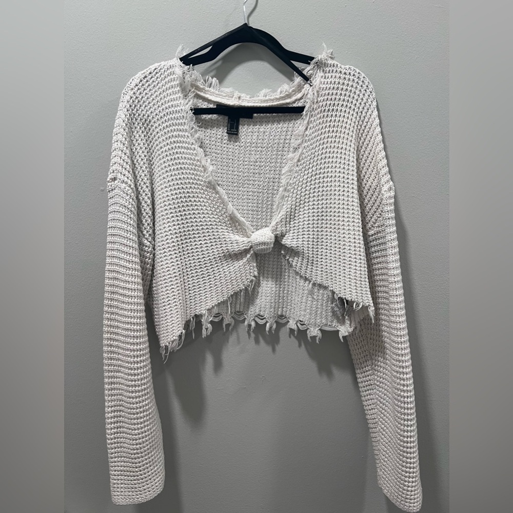 Summertime distressed white sweater